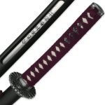 Purple Samurai Warrior Sword With Open Scabbard